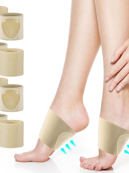 4 Pair Plantar Fasciitis Relief Arch Support with Gel Pads, Compression Arch Support Sleeves,Flat Feet Pain Relief(Men & Women 4 Pair white L Size)